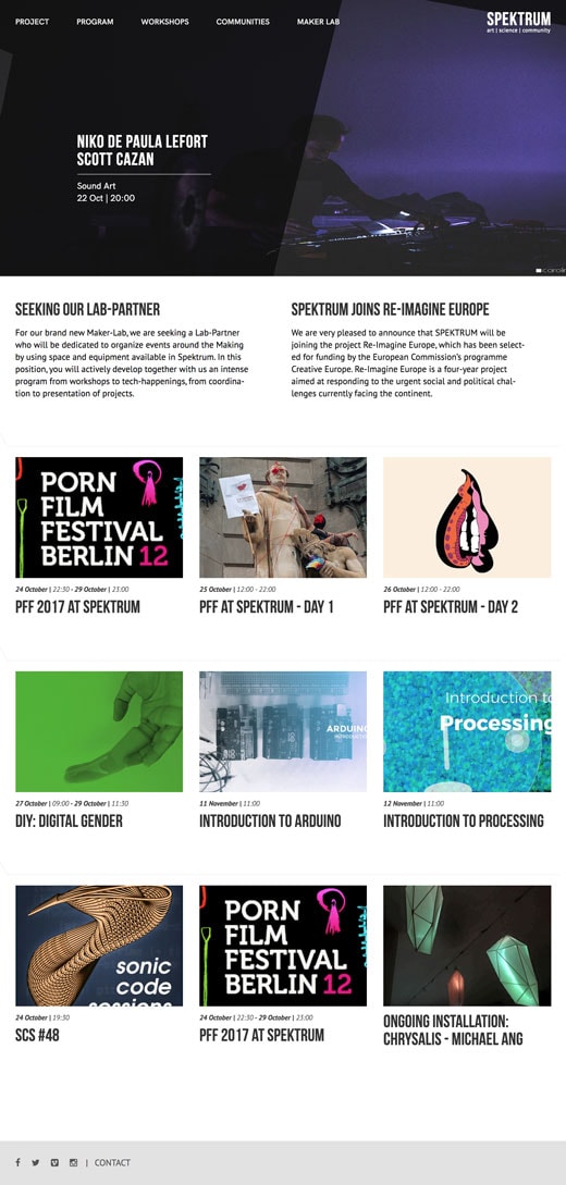 Spektrum Berlin Website: Startseite